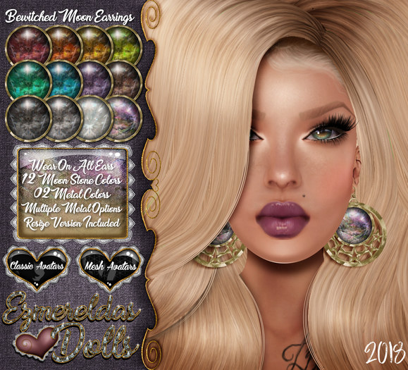 -{E's Dolls} Bewitched Moon Earrings {10-08-2018}