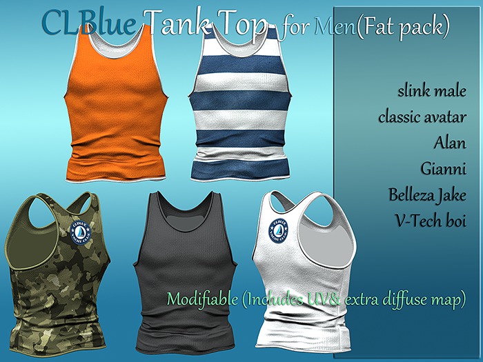 [!! Updated,Oct-2018!!]~CLBlue~TankTop for men[demo]