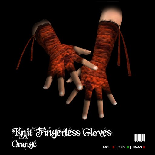 Orange Knit Fingerless Gloves