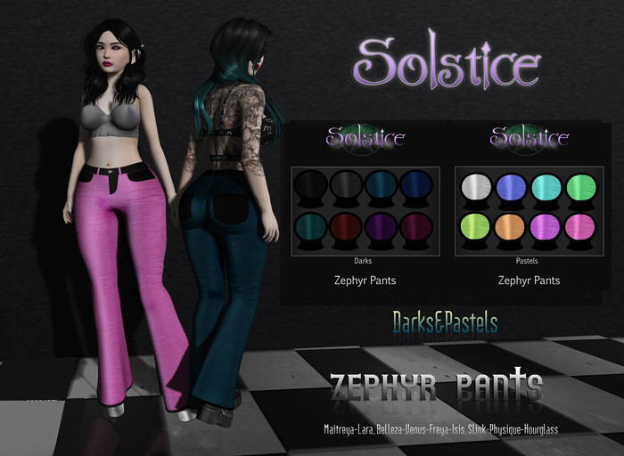.::{Solstice}::. Zephyr Pants-Darks