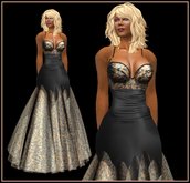 Divine Evening Gown Gold Scrolls