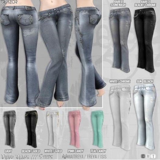 Razor/// Devo Jeans - Studs - Stonewash RARE- FREYA