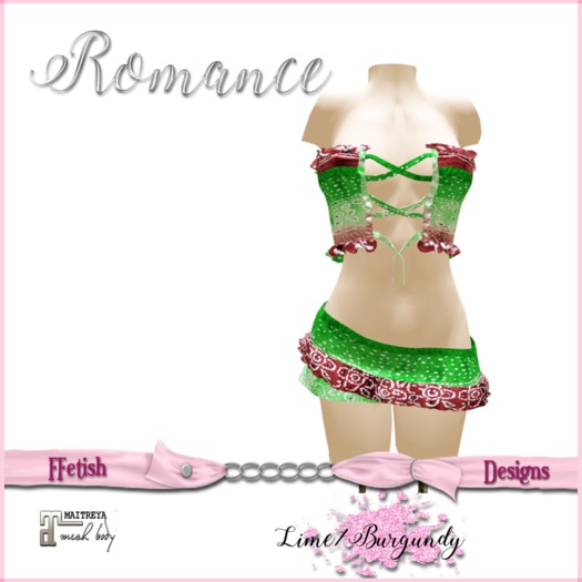 FETISH FASHION-ROMANCE-MAITREYA LIME/BURGUNDY