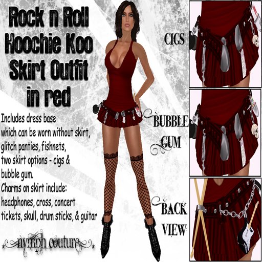*NYMPH COUTURE* ROCK N' ROLL HOOCHIE KOO SKIRT OUTFIT IN RED