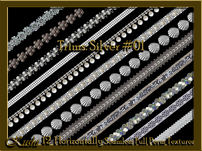 !Kushi! TrimsSILVER #01 Textures -WEAR TO UNPACK