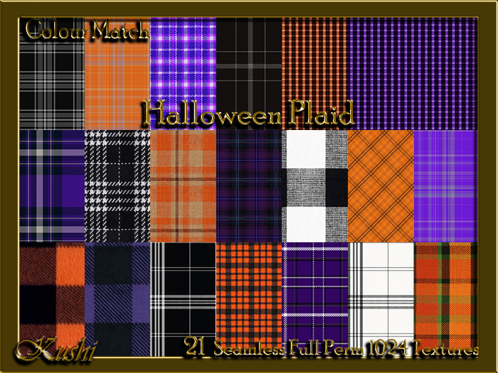 !Kushi! HalloweenPLAID Textures -WEAR TO UNPACK