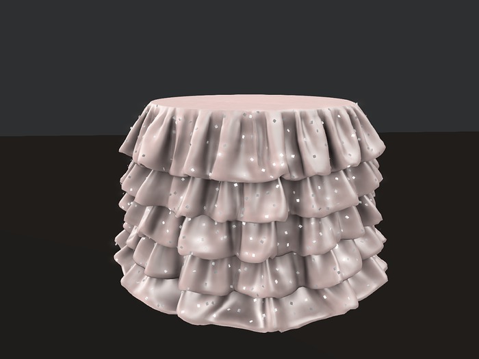 Round Ruffled Table Pale Pink with Glitter