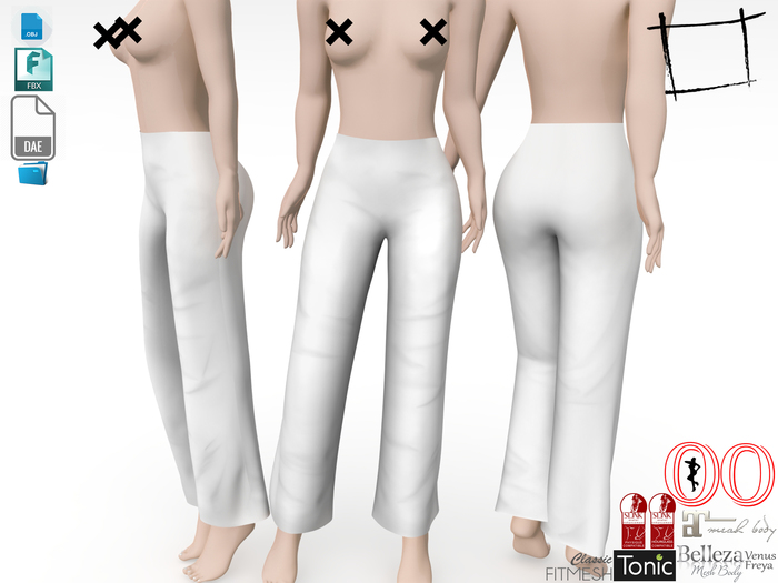 Dae Obj FBX Loose Long Ankle Pants Slink, Belleza, Maitreya, Tonic