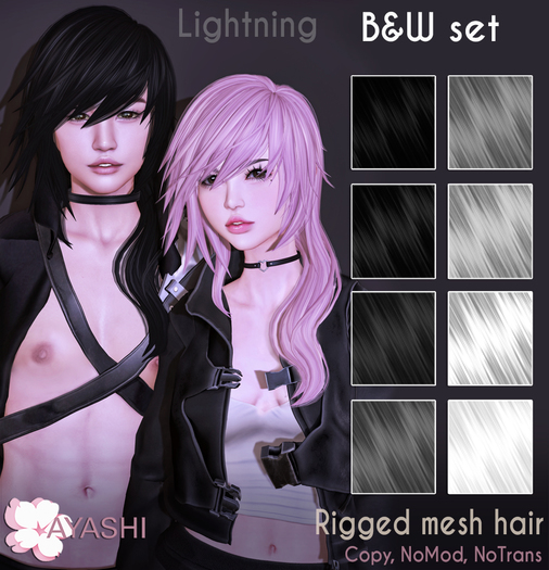 [^.^Ayashi^.^] Lightning hair-B&W set