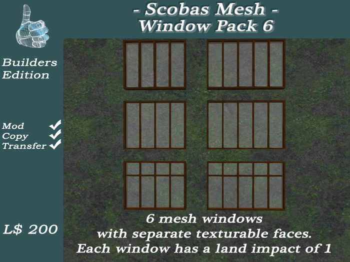 Scobas Full Perm Mesh Window Pack 6