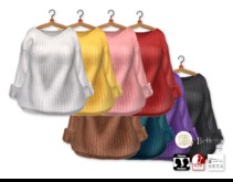 {amiable}Mesh Fur Sleeve Knit Top(FAT PACK)