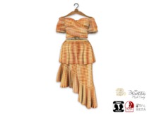 {amiable}Mesh Off sleeve Wrap Top & Ruffle Skirt Dress02