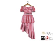 {amiable}Mesh Off sleeve Wrap Top & Ruffle Skirt Dress05