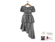 {amiable}Mesh Off sleeve Wrap Top & Ruffle Skirt Dress08
