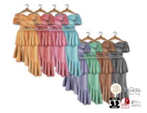 {amiable}Mesh Off sleeve Wrap Top & Ruffle Skirt Dress(FAT PACK)