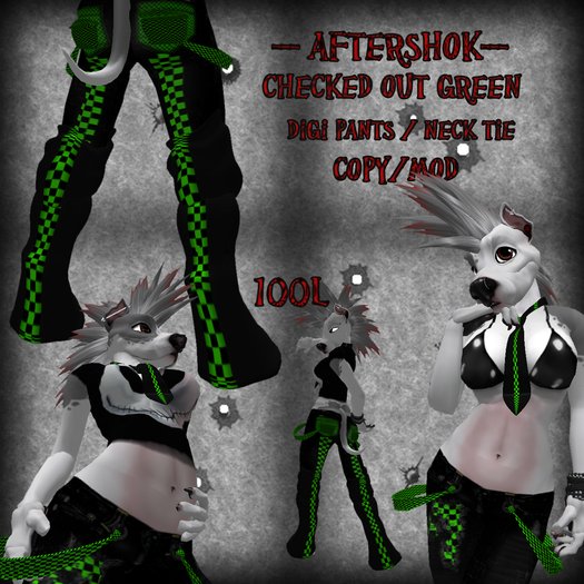 Checked OUT Green, Furry Digi Pants