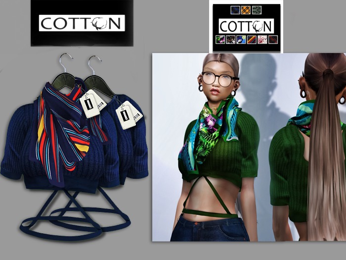 :C:Cotton : Jade top scarf (blue)