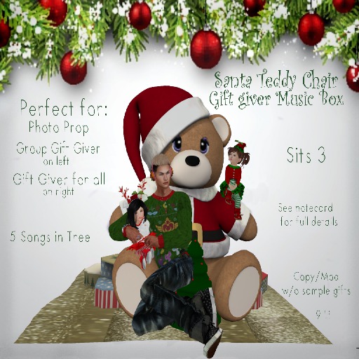 Santa Teddy Chair Gift Giver (Boxed)