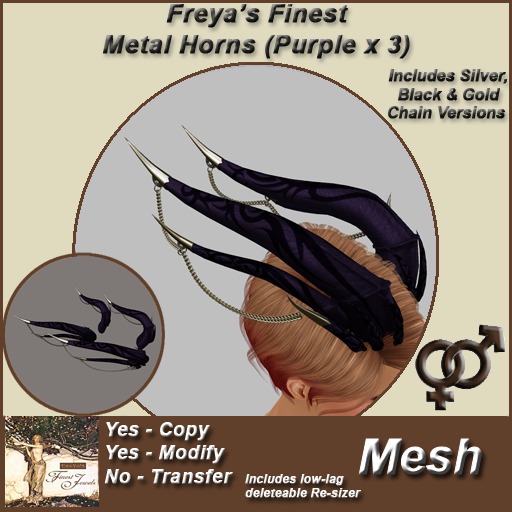 Freya's Finest Jewels Metal Horns - Purple (Mesh) - UNISEX
