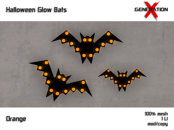 [ GENERATION X ] Hanging Glow Bats - Orange