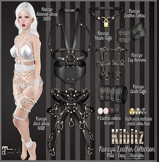Kibitz - Nancy's leather ankle cuffs - white 1