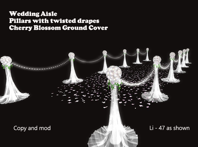 Aisle pillars with twisted drapes BOXED