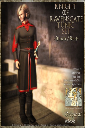 !!!SMD!!! Knight of Ravensgate Tunic Set-Blk/Red