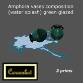 amphora vases composition (water splash) - green glazed