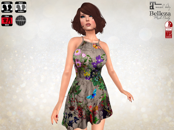 Summer Slim Strap Dress Butterfly