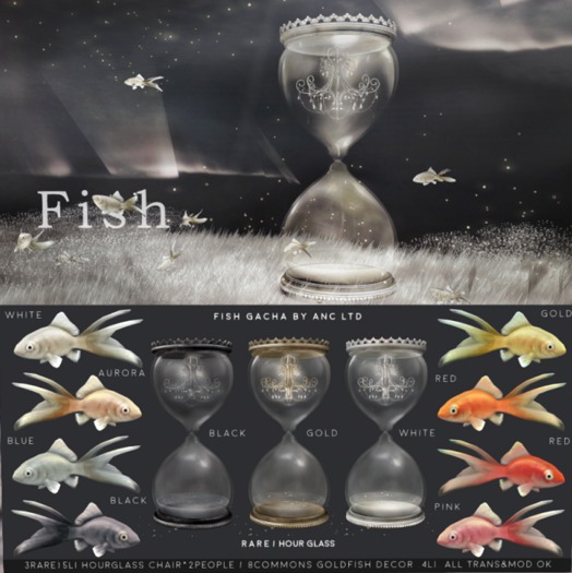 3) {anc} fish / hourglass (black) 15Li RARE