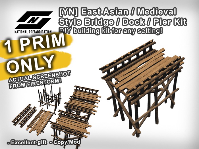 ![YN] Japanese / Medieval Wood Bridge Dock Wooden Pier, Oriental and Eastern Asian style home & garden (Deluxe Kit)