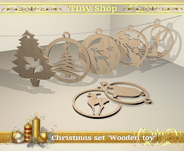 Christmas set "Wooden toy" (8 object), 100% mesh (full perm).