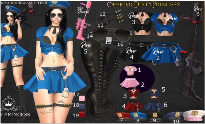 DIRTY PRINCESS- Officer  Dirty Princess Hat- COMMON 8