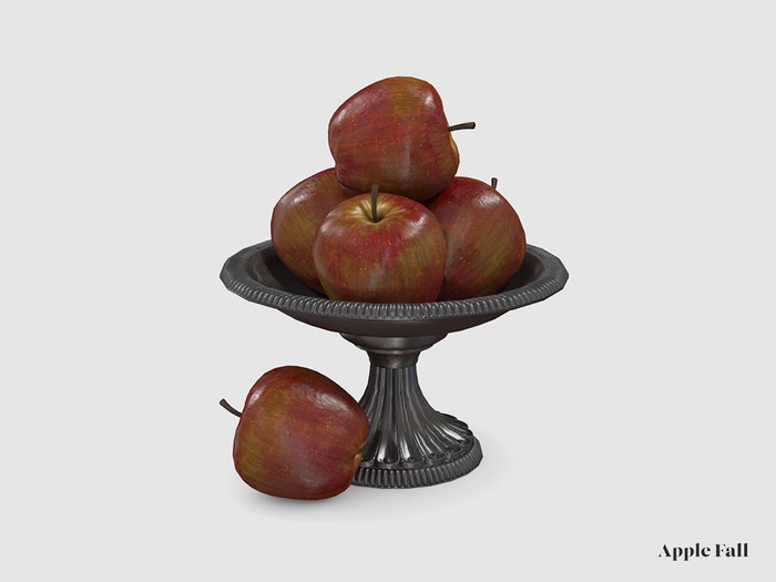 Apple Fall Apples w/ Ornamental Stand - Charcoal