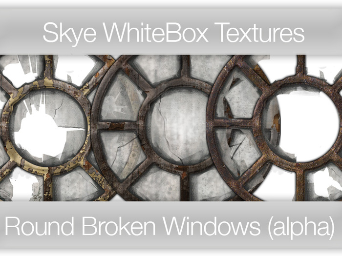 *Skye Whitebox Textures - 40 Round Broken Windows -  Full Perms Textures
