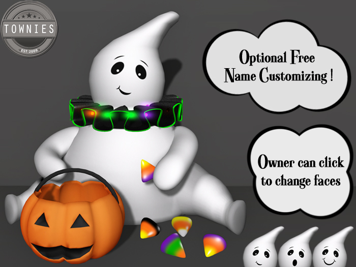 Townies Mesh Halloween Ghost 1-- ( FREE NAME PERSONALIZING ) -- can change facial expression