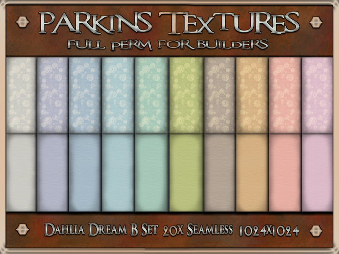 Parkins Textures - Dahlia Dream B Set - 20x Full Perm Seamless 1024x1024 - Fabric, Material, Texture, Cloth, Dress