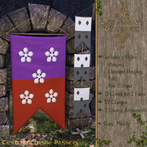 Dreaming Thicket - Banner Set - Swallowtail - Per Fess Pattern