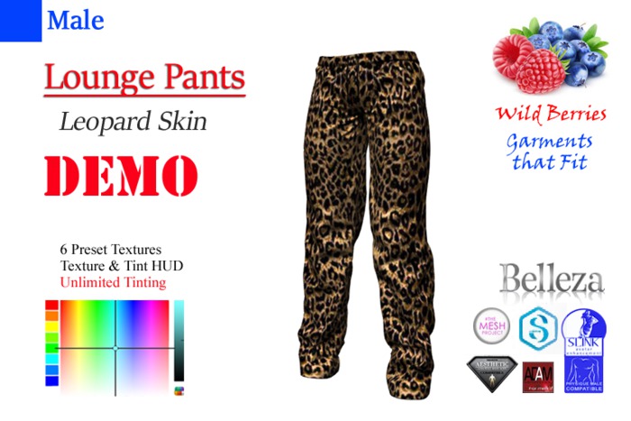 DEMO 054 #3M Male Lounge Pants - Leopard Skin 2