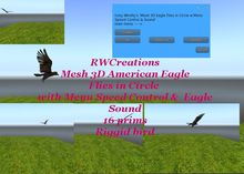 Mesh 3D Eagle Flies in Circle w Menu Speed Control & Sound BXD