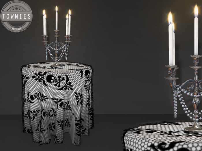 Townies Mesh Halloween White Black Gothic Laced Clothed Table 2