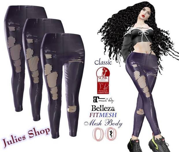 Leggings Ripped Skinny Látex Vinilo Noche para Classic and Mesh Slink Maitreya Belleza ect.