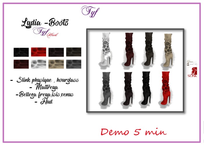 [TYF] Lydia - Boots - slink /maitreya-belleza- HUD DEMO