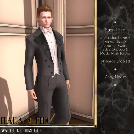 Maraschino - Waldorf Tuxedo - Charcoal White Tie