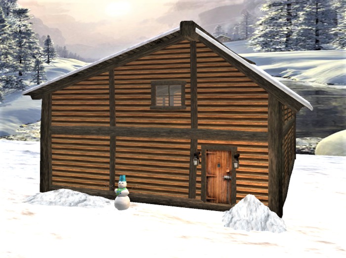 Winter log home