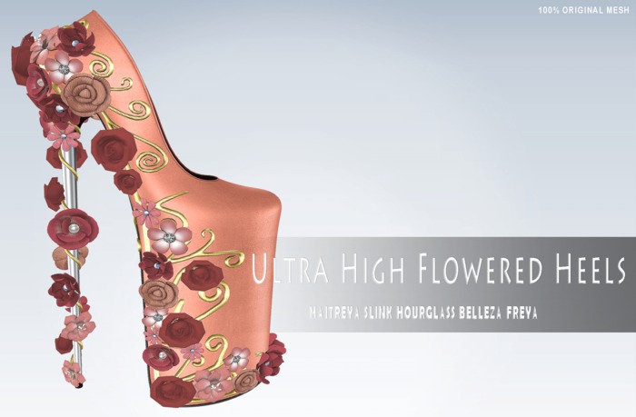 iS Ultra High Flowered Heels PEACH