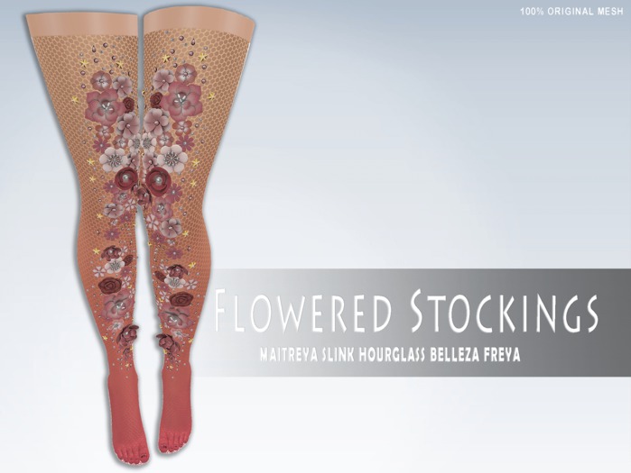 iS Flowered Stockings FISHNET NUDE OMBRE