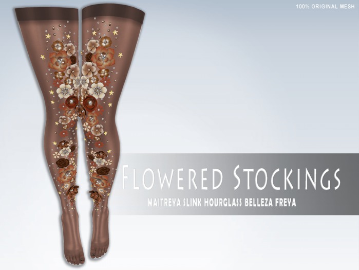 iS Flowered Stockings LUXURY BROWN