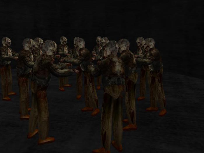 group of attack zombie shooting targets, rez in build mode