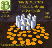 Día de Muertos 10 Candel Array on Marigolds, .5LI